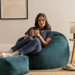 icon Zitzak en Poef Kingston - Corduroy Zitzak - Blauwgroen Hot