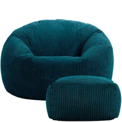 icon Zitzak en Poef Kingston - Corduroy Zitzak - Blauwgroen Hot