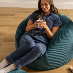 icon Zitzak en Poef Kingston - Corduroy Zitzak - Blauwgroen Hot