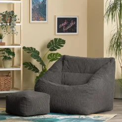 icon Zitzak en Poef Natalia - Corduroy Zitzak - Houtskool Sale