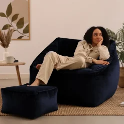 icon Zitzak en Poef Natalia - Fluwelen Zitzak - Marineblauw Discount