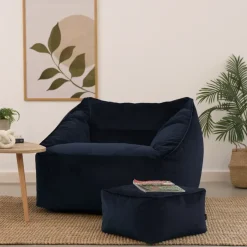 icon Zitzak en Poef Natalia - Fluwelen Zitzak - Marineblauw Discount