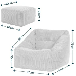 icon Zitzak en Poef Natalia - Corduroy Zitzak - Grijs Online