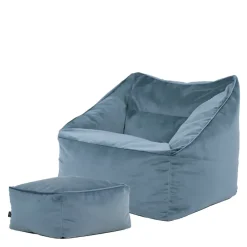 icon Zitzak en Poef Natalia - Fluwelen Zitzak - Blauw Outlet