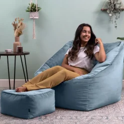 icon Zitzak en Poef Natalia - Fluwelen Zitzak - Blauw Outlet