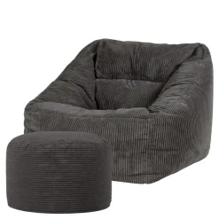 icon Zitzak en XL Poef Morgan - Corduroy Zitzak - Houtskool Discount