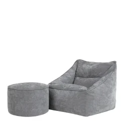 icon Zitzak en XL Poef Natalia - Chenille Zitzak Fauteuil - Grijs Discount