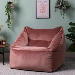 icon Zitzak Natalia - Fluwelen Zitzakfauteuil - Oud roze Outlet