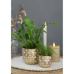 Ideas 4 Seasons Ideas4Seasons Bloempot ruit motief Hanoi - goud - D14 x H12 cm New