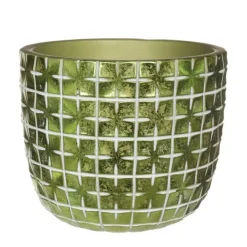 Ideas 4 Seasons Ideas4seasons Bloempot ruit motief Hanoi - metallic groen - D18 x H15 cm Hot