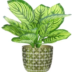 Ideas 4 Seasons Ideas4seasons Bloempot ruit motief Hanoi - metallic groen - D18 x H15 cm Hot