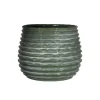 Ideas 4 Seasons Ideas4seasons Plantenpot ribbel - donkergroen - D16 x H13 cm Discount