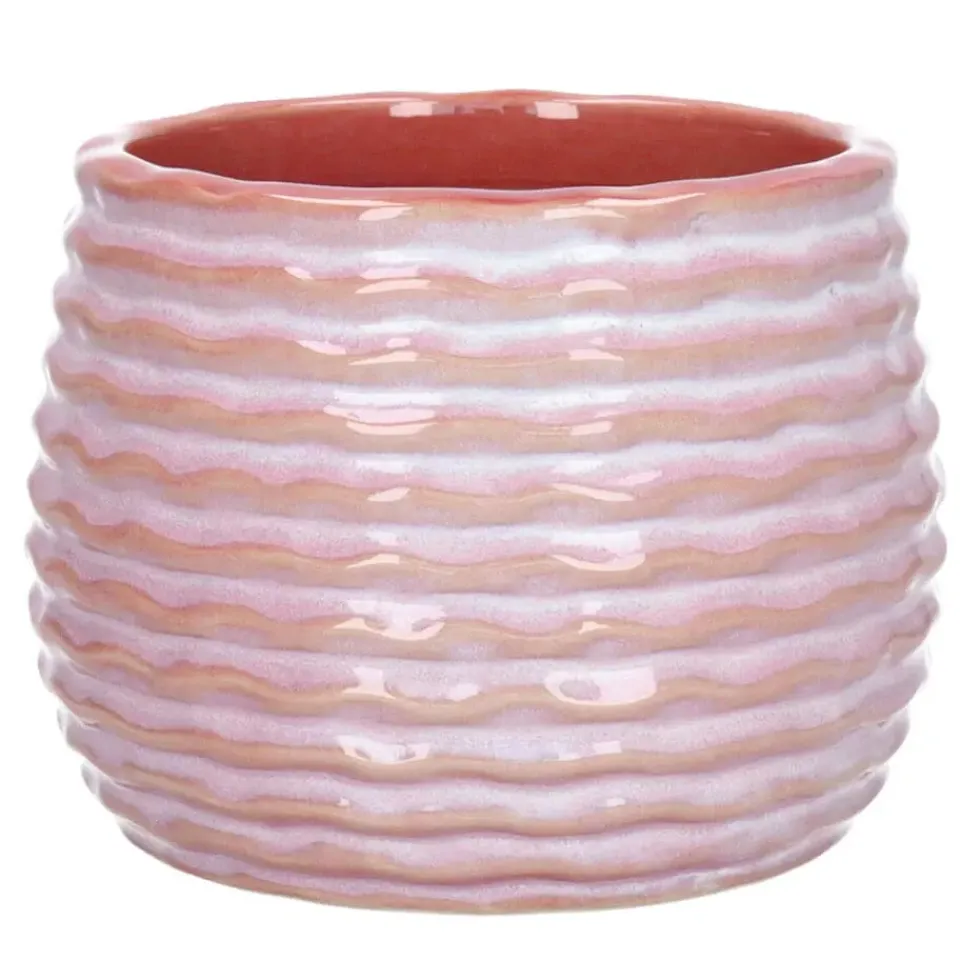 Ideas 4 Seasons Ideas4seasons Plantenpot ribbel - zachtroze - D14 x H10 cm Sale