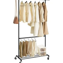Parya Ijzeren Kledingrek - Kledingrek op wieltjes - 2 stangen Online