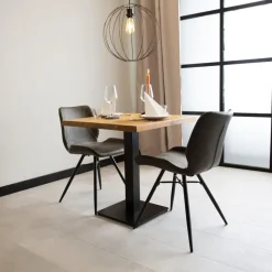 Dimehouse Industriële bistrotafel 60x60 vierkant metaal mangohout 60x60x73 cm Outlet