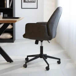 Dimehouse Industriële draaibare bureaustoel Novan antraciet - 52x57x87 cm - Stof - Grijs Online