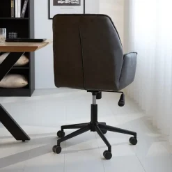 Dimehouse Industriële draaibare bureaustoel Novan antraciet - 52x57x87 cm - Stof - Grijs Online