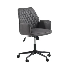 Dimehouse Industriële draaibare bureaustoel Novan antraciet - 52x57x87 cm - Stof - Grijs Online