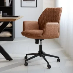 Dimehouse Industriële draaibare bureaustoel Novan antraciet - 52x57x87 cm - Stof - Grijs Online