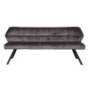 Dimehouse Industriële eetkamerbank Romy velvet 180 cm grijs - 190x180x81 cm - Stof - Grijs New
