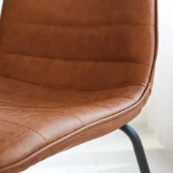 Dimehouse Industriële eetkamerstoel Mark cognac - Kunstleder - Bruin Discount