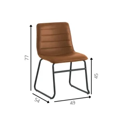 Dimehouse Industriële eetkamerstoel Mark cognac - Kunstleder - Bruin Discount