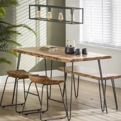 Dimehouse Industriële eettafel acaciahout Novi 130x70 cm - Hout - Bruin New