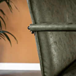 Dimehouse Industriële fauteuil Hailey groen ecoleder - Leder - Groen