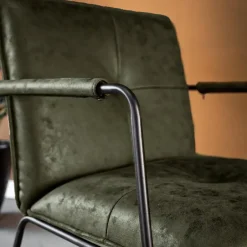 Dimehouse Industriële fauteuil Hailey groen ecoleder - Leder - Groen