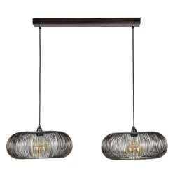 Dimehouse Industriële hanglamp Jill 2-lichts koper bruin - 43x102x150 cm - Nikkel - Zwart Clearance