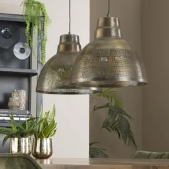 Dimehouse Industriële hanglamp Luisa 2-lichts metaal brons 38x95x150 cm Brons Best