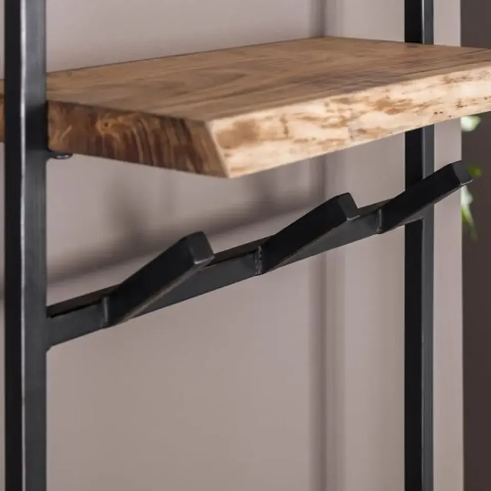 Dimehouse Industriële kapstok Naomi acaciahout metaal - 30x51x80 cm - Hout - Bruin New