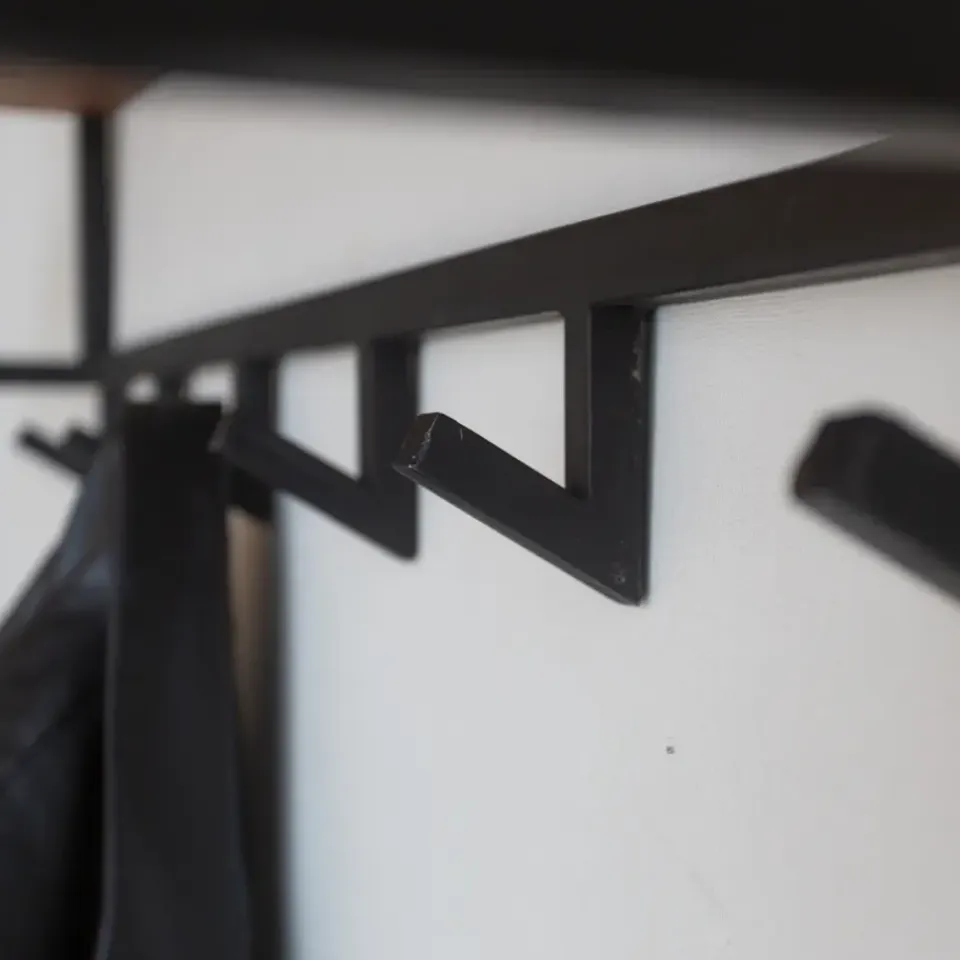 Dimehouse Industriële Kapstok Niels Hoedenplank acaciahout - 33x100x27 cm - Hout - Bruin Best