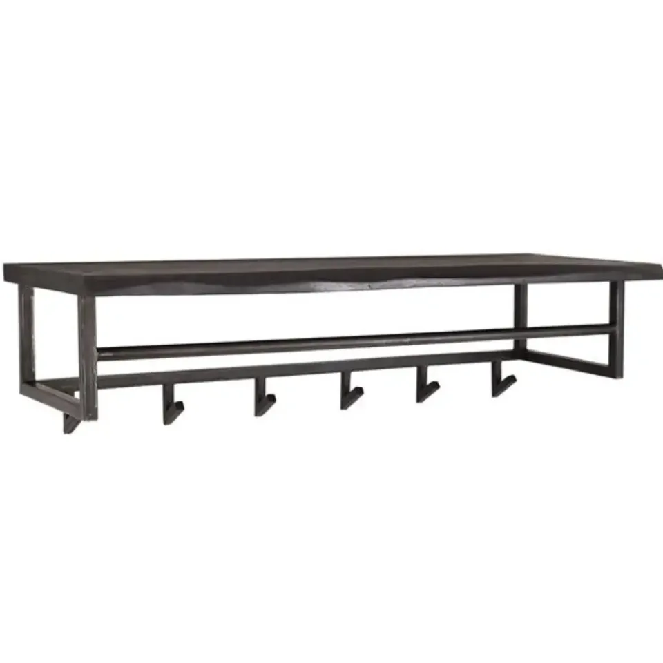 Dimehouse Industriële kapstok Yme acaciahout metaal - 30x100x27 cm - Hout - Bruin New