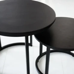 Dimehouse Industriële salontafel set van 2 Rosa zwart - 54x54x44 cm - Mangohout - Zwart Clearance