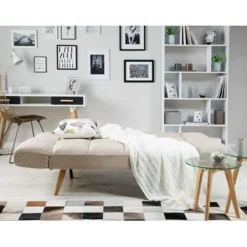 Beliani INGARO - Slaapbank 3-zits - Beige - Polyester Online