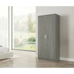 Interiax Kledingkast 'Amelie' - Grijze Eik - 2 Deurs - 180x80x40 cm Outlet