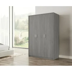 Interiax Kledingkast 'Amelie' - Grijze Eik - 3 Deurs - 180x120x54 cm Online