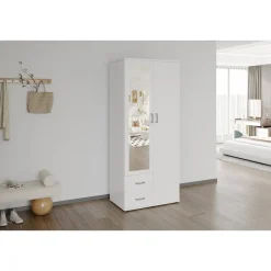 Interiax Kledingkast 'Lena' - Wit - 2 Deurs - 185x80x52cm Best