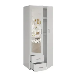 Interiax Kledingkast 'Lena' - Wit - 2 Deurs - 185x80x52cm Best