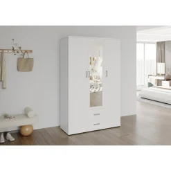 Interiax Kledingkast 'Lena' - Wit - 3 Deurs - 185x120x52cm Online