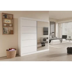 Interiax Kledingkast 'Mila' - Wit - Schuifdeurkast - 197x182x52 cm Outlet