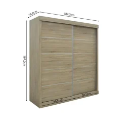 Interiax Kledingkast 'Mila' - Sonoma Eik - Schuifdeurkast - 197x182x52 cm Best