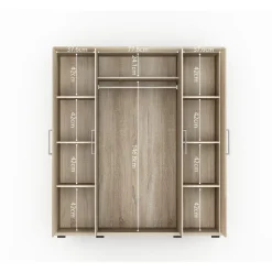 Interiax Kledingkast 'Mila' - Sonoma Eik - 4 Deurs - 183x160x52cm Discount