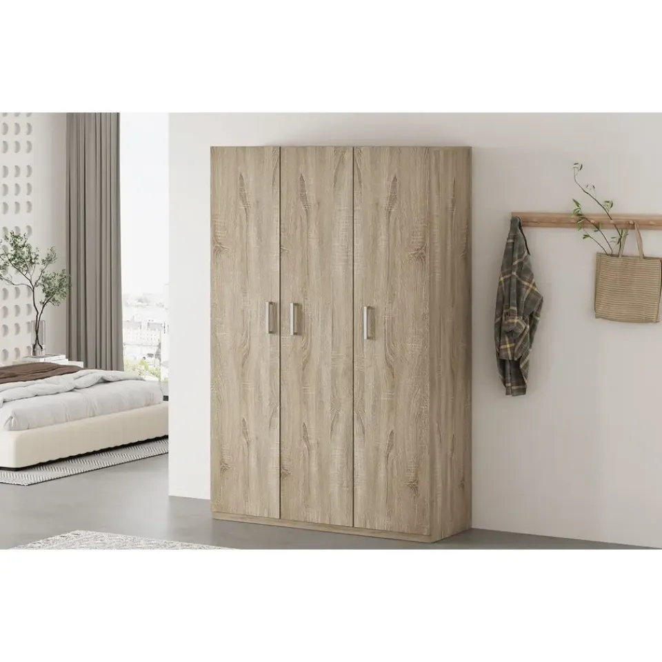 Interiax Kledingkast 'Mila' - Sonoma Eik - 3 Deurs - 180x120x42 cm New