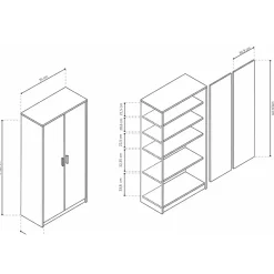 Interiax Opbergkast - Kledingkast 'Aurora' - Sonoma Eik - 2 Deurs - 148x72x36cm Discount