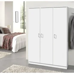 Interiax Opbergkast - Kledingkast 'Amelie' - Wit - 3 Deurs - 180x120x40cm Outlet