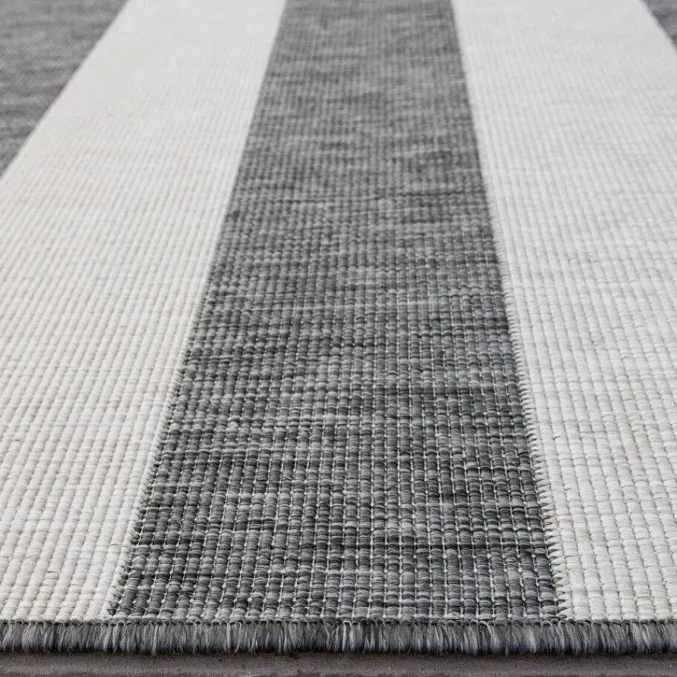 Eva Interior Interieur05 Buitenkleed Stripes Grijs/Wit dubbelzijdig - 230 x 160 cm Best