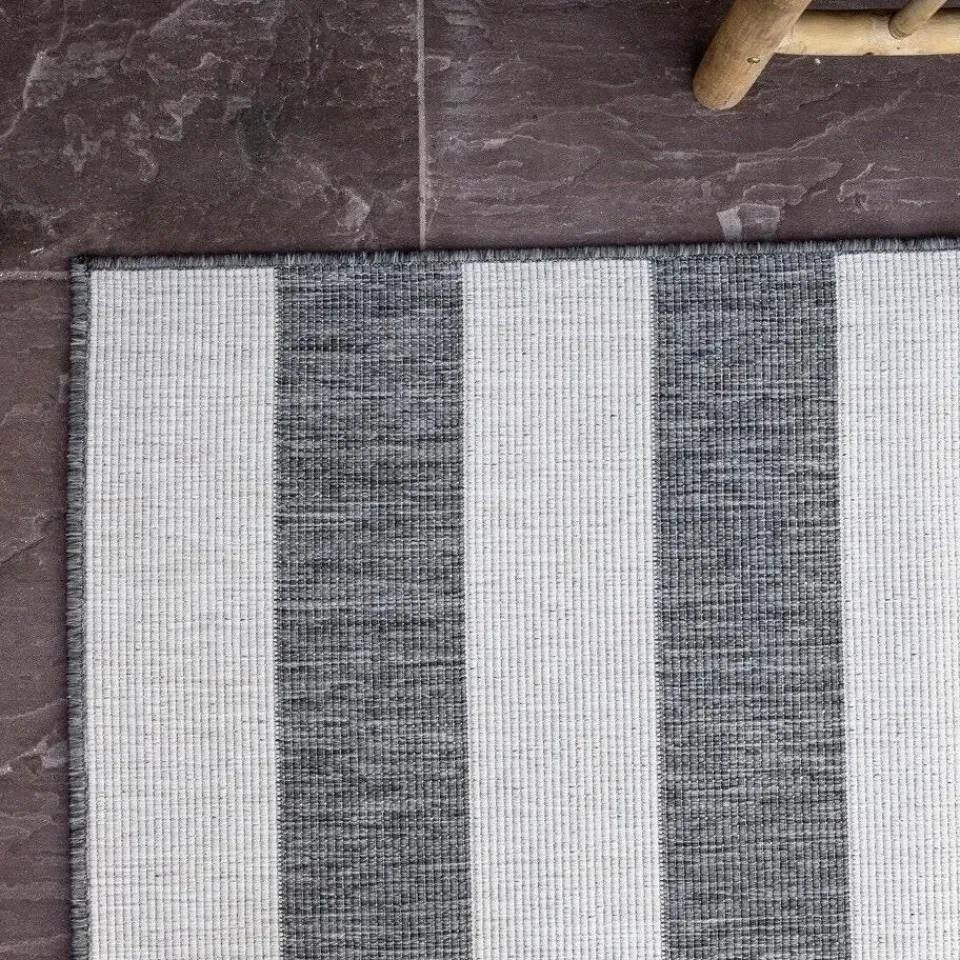 Eva Interior Interieur05 Buitenkleed Stripes Grijs/Wit dubbelzijdig - 230 x 160 cm Best