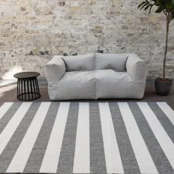 Eva Interior Interieur05 Buitenkleed Stripes Grijs/Wit dubbelzijdig - 230 x 160 cm Best